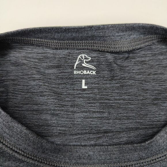 Rhoback Shirt Mens Large Navy Blue Heather Performance Athletic Stretch Golf - Picture 5 of 7